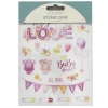 Stickersblok 16 ark Baby Pink – rosa babytema. 2×8 design