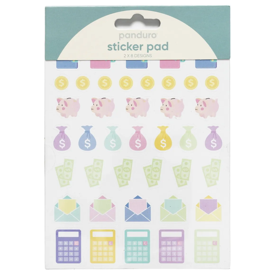 Stickersblok 16 ark Budget – hold styr på økonomien. 2×8 design