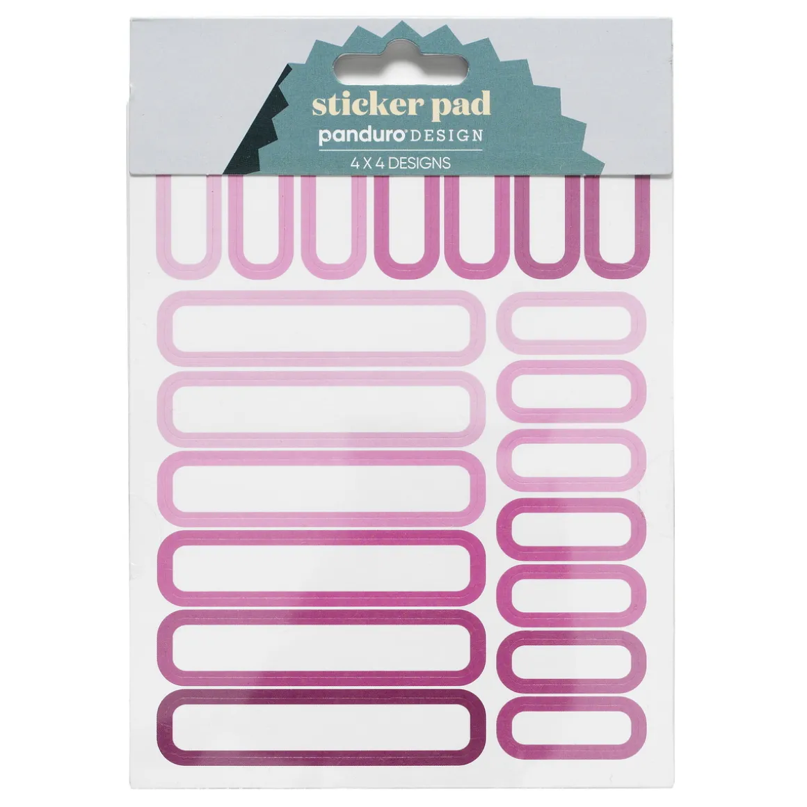 Stickersblok 16 ark Pink Labels – masser af grønne etiketter. 4×4 design