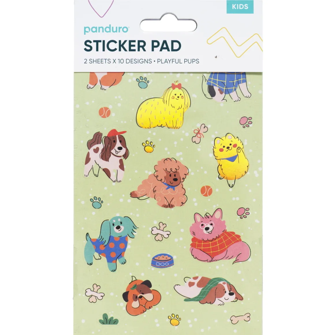 Stickersblok Hunde – 2×10 designs, i alt 20 ark med klistermærker med masser af hunde! 10×18 cm