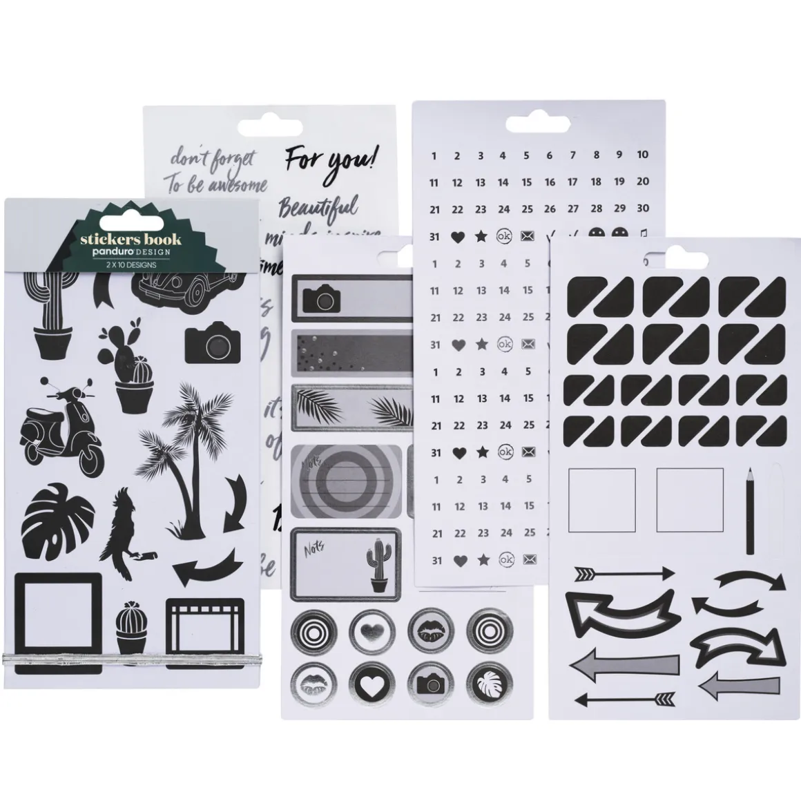Stickersblok Sort/Hvid 20 ark
