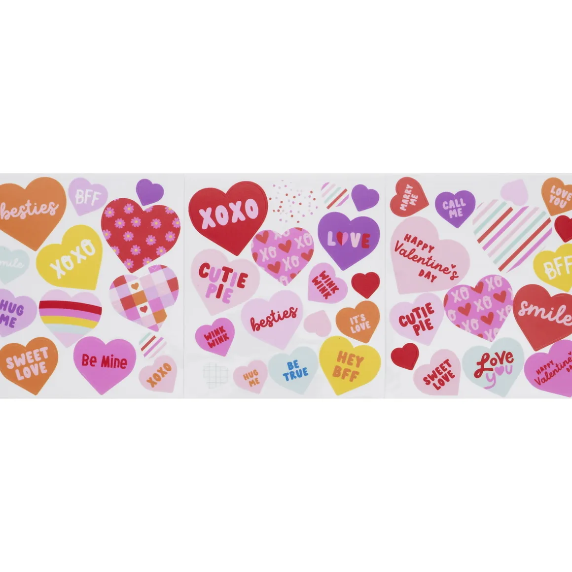 Stickers Hearts, kærlige stickers med masser af hjerter, 3 ark à 12×13,5 cm