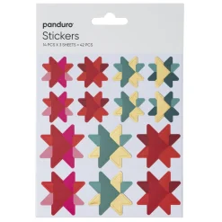 Stickers Jul, foldestjerner, 3 ark med i alt 42 klistermærker