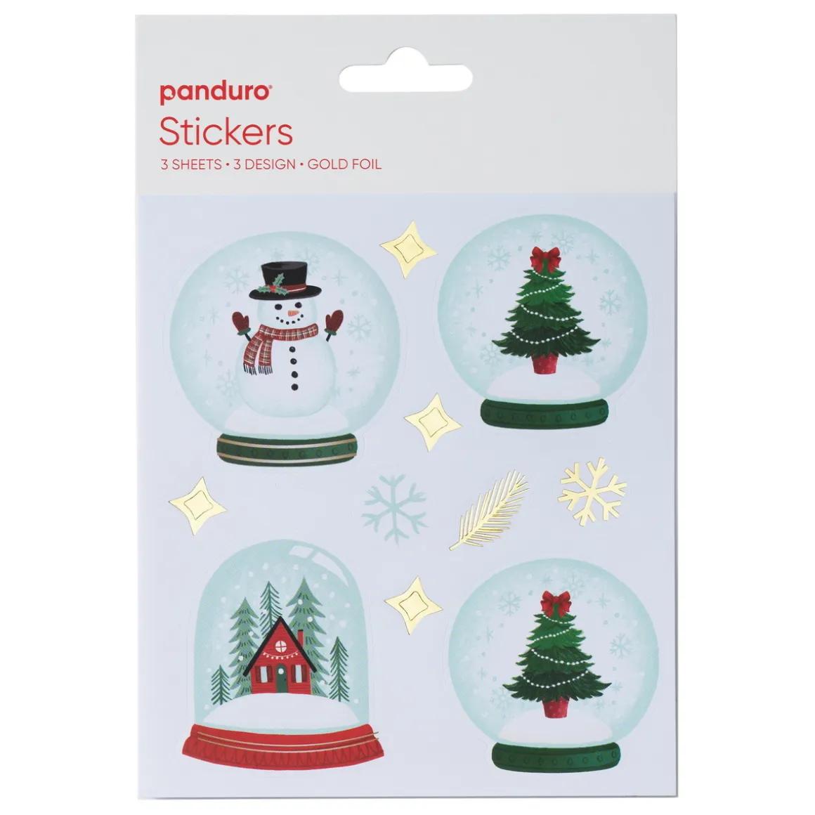Stickers Jul og snekugler, klistermærker med vinterlige snekugler, 3 ark, 12×13,5 cm