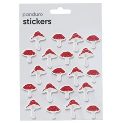 Stickers Jul, tykke 2 mm klistermærker formet som fluesvampe, 20 stk.