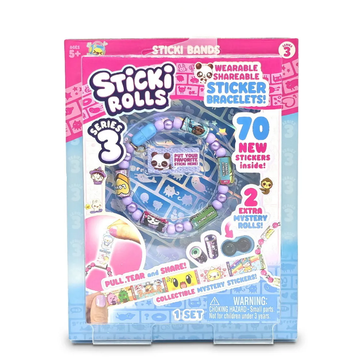 Sticki Rolls Series 3, armbånd med 50+20 cool, små klistermærker/stickers