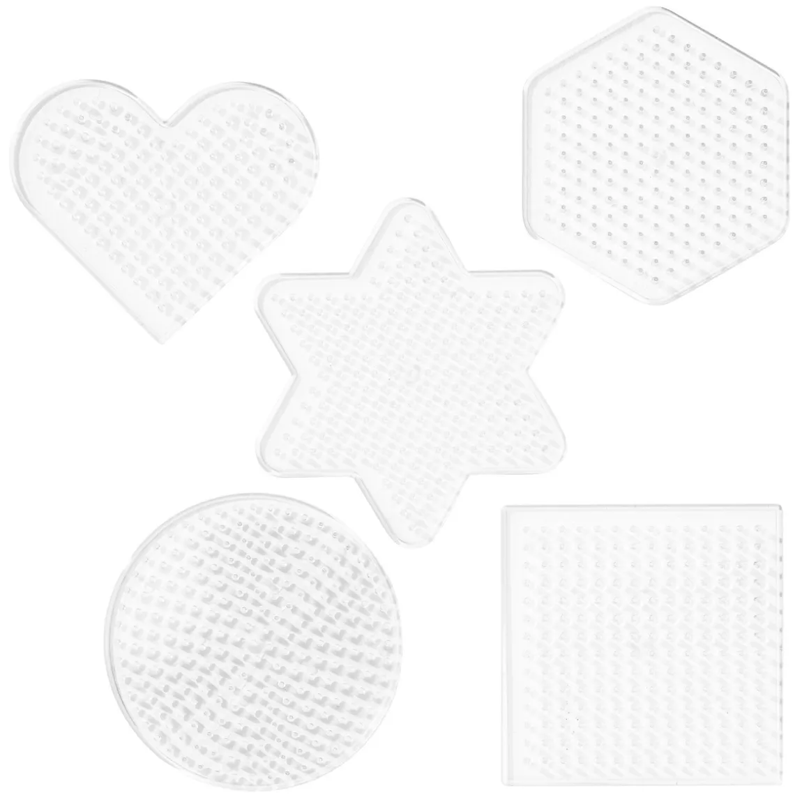 Stiftplade Midi 5-pak – små plader: hjerte, stjerne, sekskant, kvadrat & cirkel – til Ø5 mm rørperler