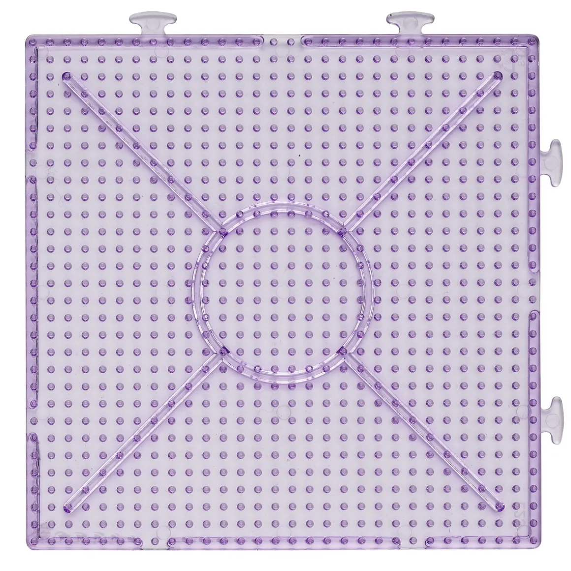 Stiftplade til perler & rørperler i størrelsen Ø5 mm – transparent lilla, 15x15 cm