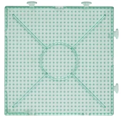 Stiftplade til perler & rørperler i størrelsen Ø5 mm – transparent turkis, 15x15 cm