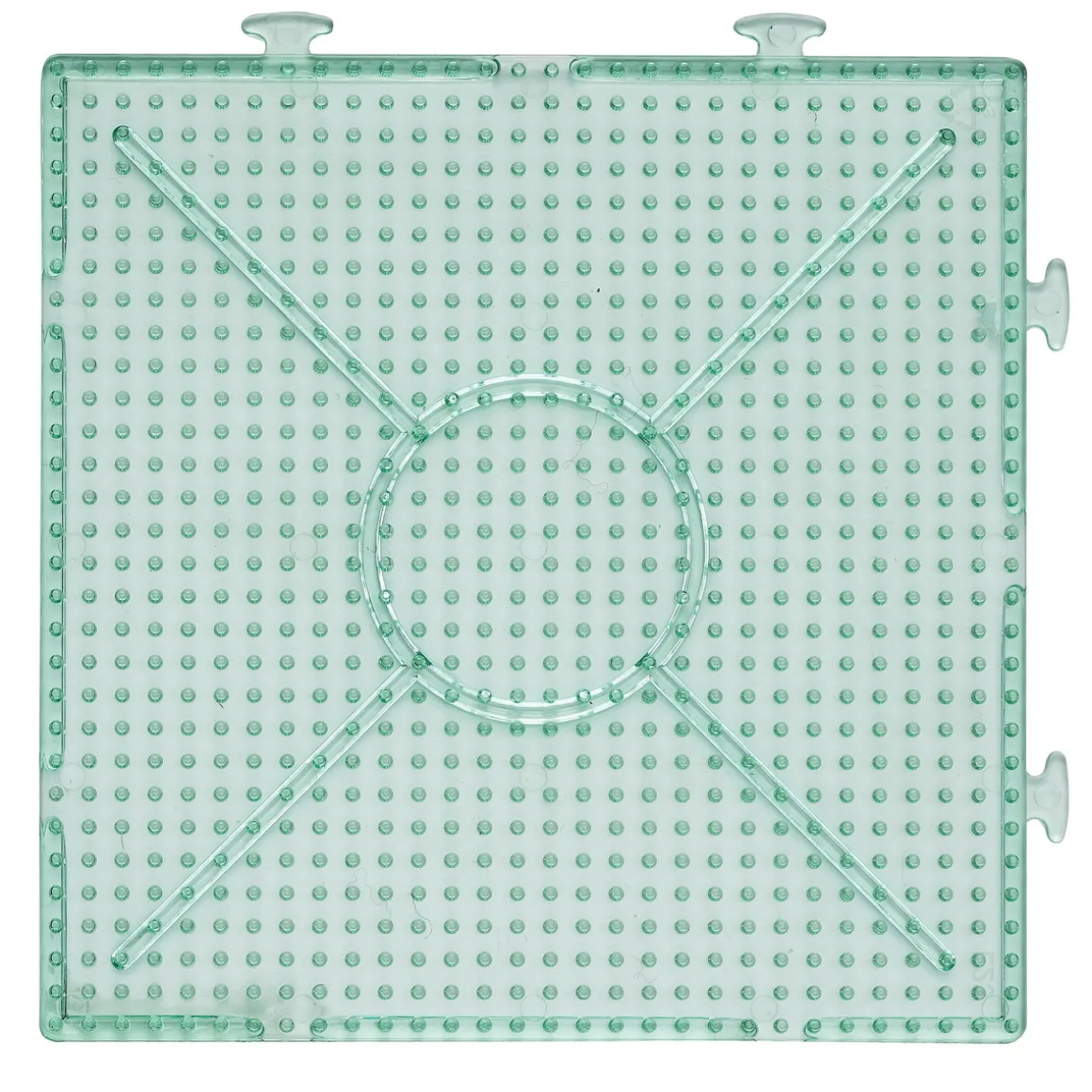 Stiftplade til perler & rørperler i størrelsen Ø5 mm – transparent turkis, 15x15 cm