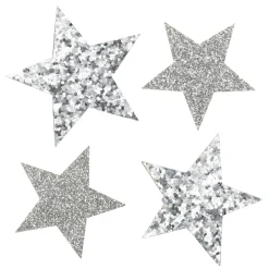 Stjerner m. glitter 36stk sølv