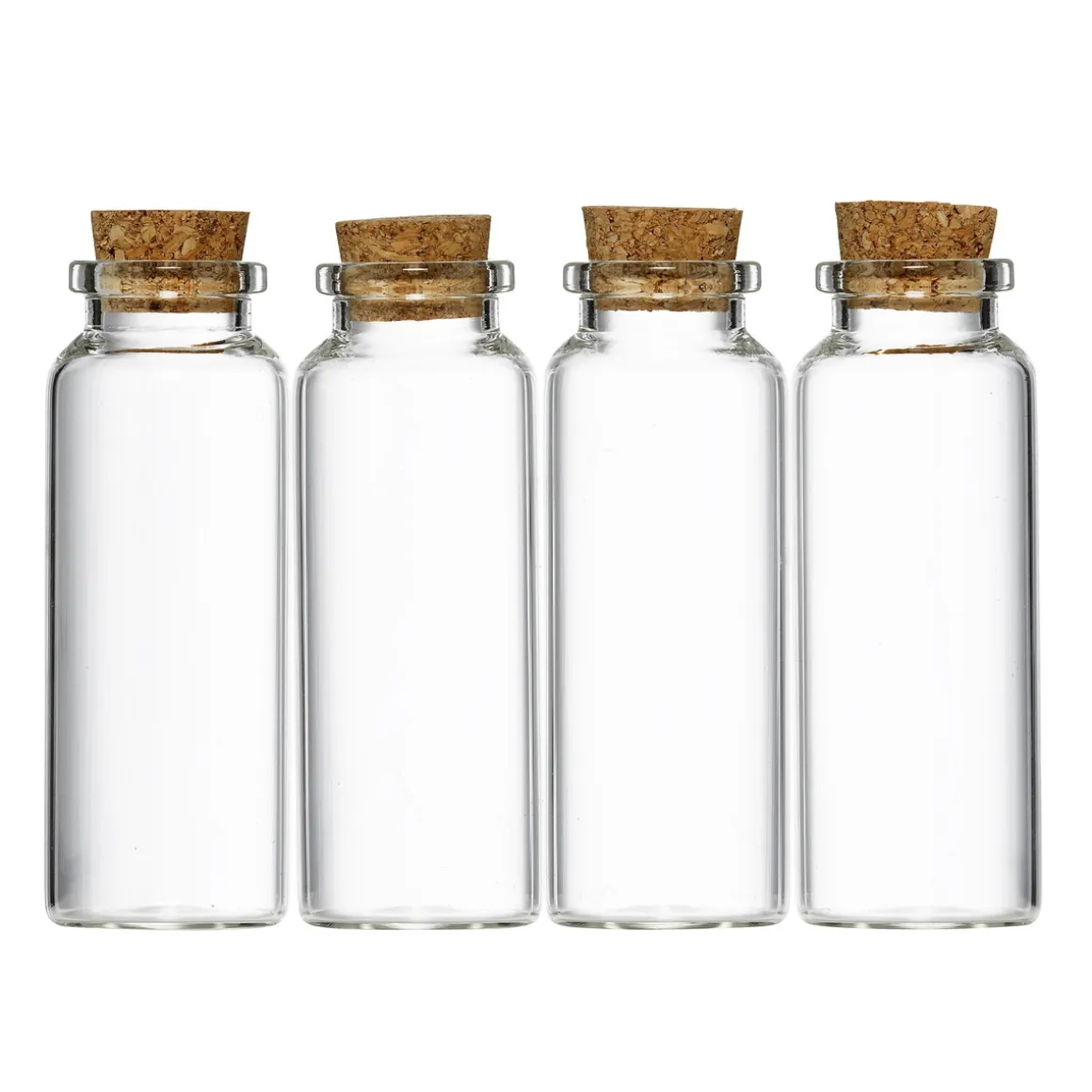 4 stk. små glasflasker med korkprop – 40 ml