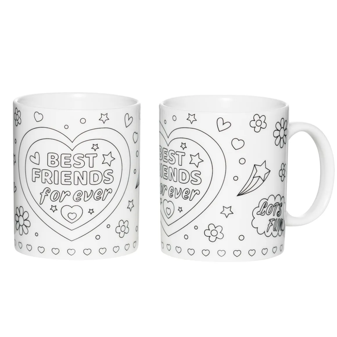 Sæt med 2 stk. umalede krus – BFF = Best friends forever!