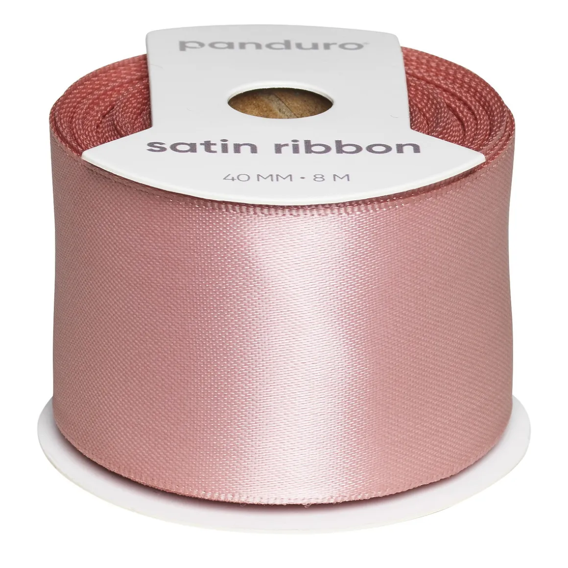 Støvet rosa satinbånd – 40 mm bredt og 8 meter langt