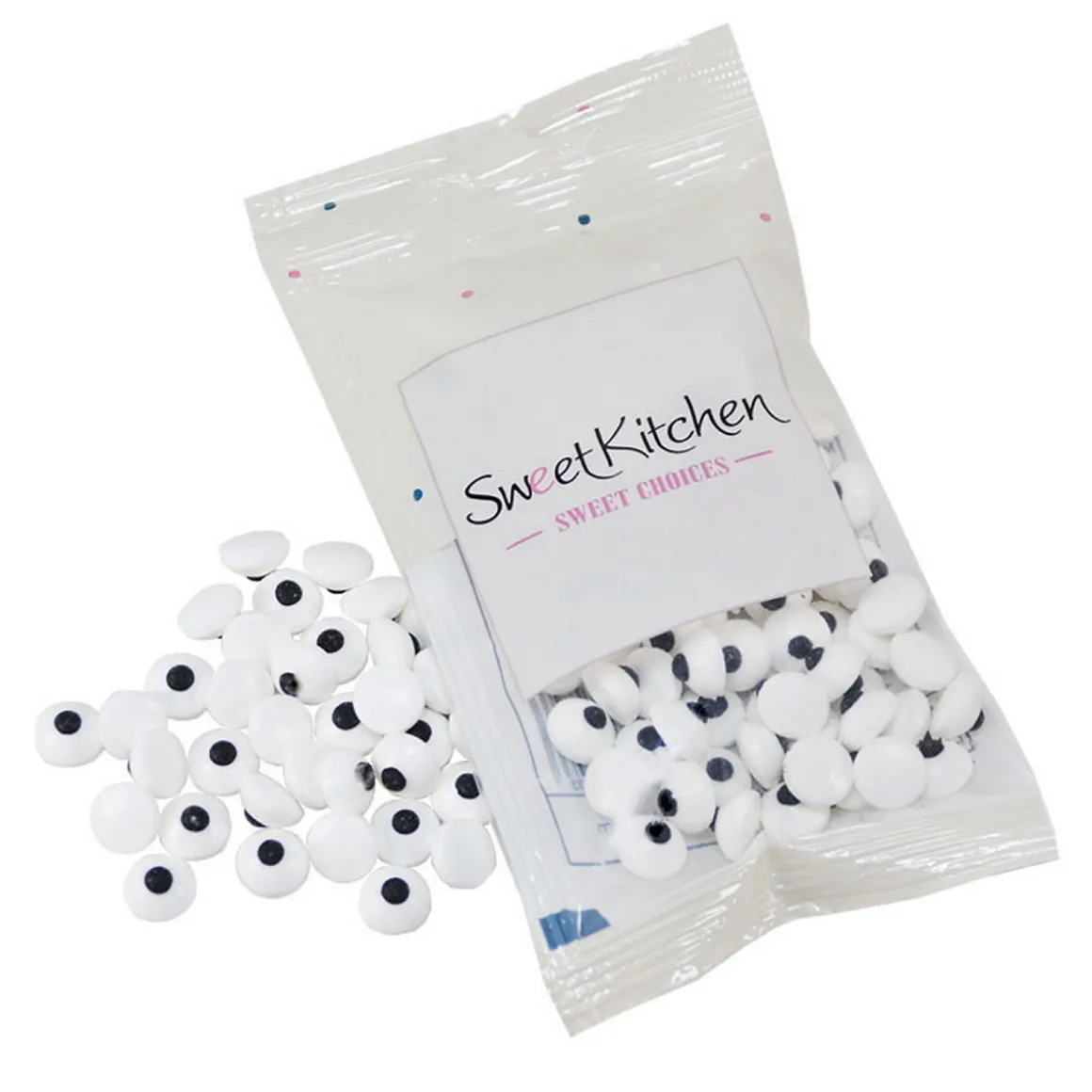 Sukkerøjne Ø10 mm, slikøjne til dekoration af kager, lagkager og muffins. 35 gram