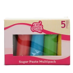 Sukkerpasta 5-pak Basic, 5×100 gram sukkerpasta i grundfarver
