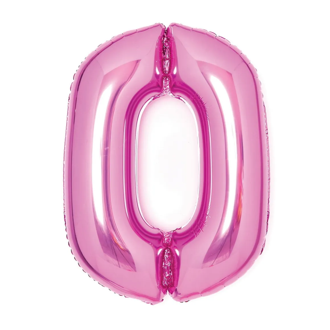 Talballon 66 cm høj, rosa metallic tallet 0 – pynt op til fødselsdagsfesten!