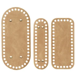 Taskebunde af kunstlæder, 3 stk. naturfarvede – 22×10, 18×8, 18×5,3 cm