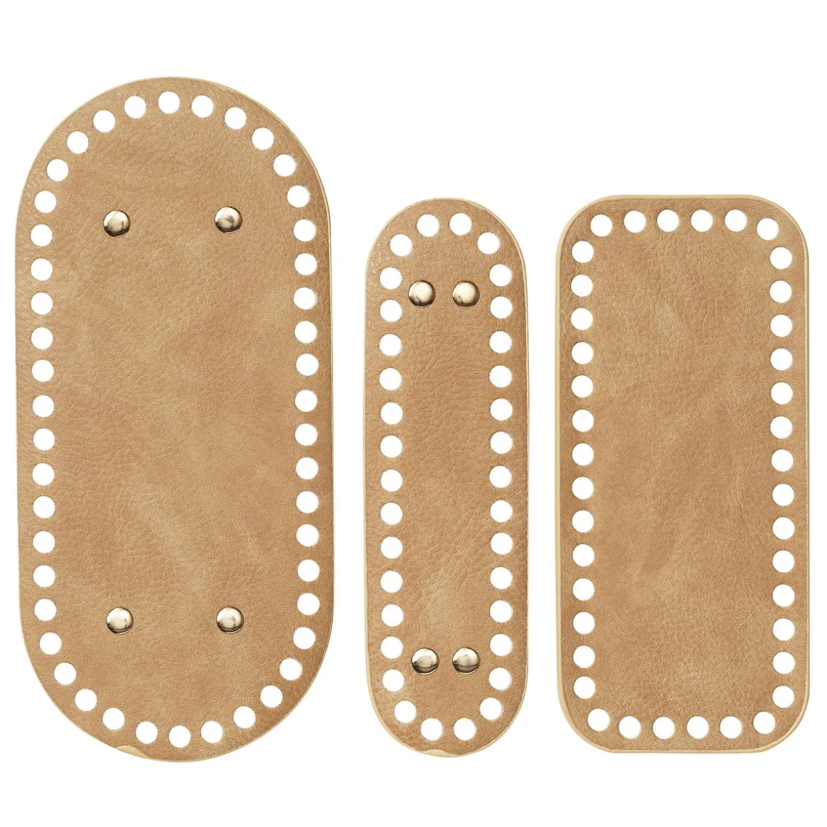 Taskebunde af kunstlæder, 3 stk. naturfarvede – 22×10, 18×8, 18×5,3 cm