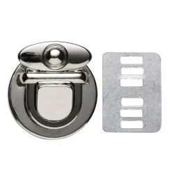 Taskelås af metal, sølvfarvet, 3×3,4 cm