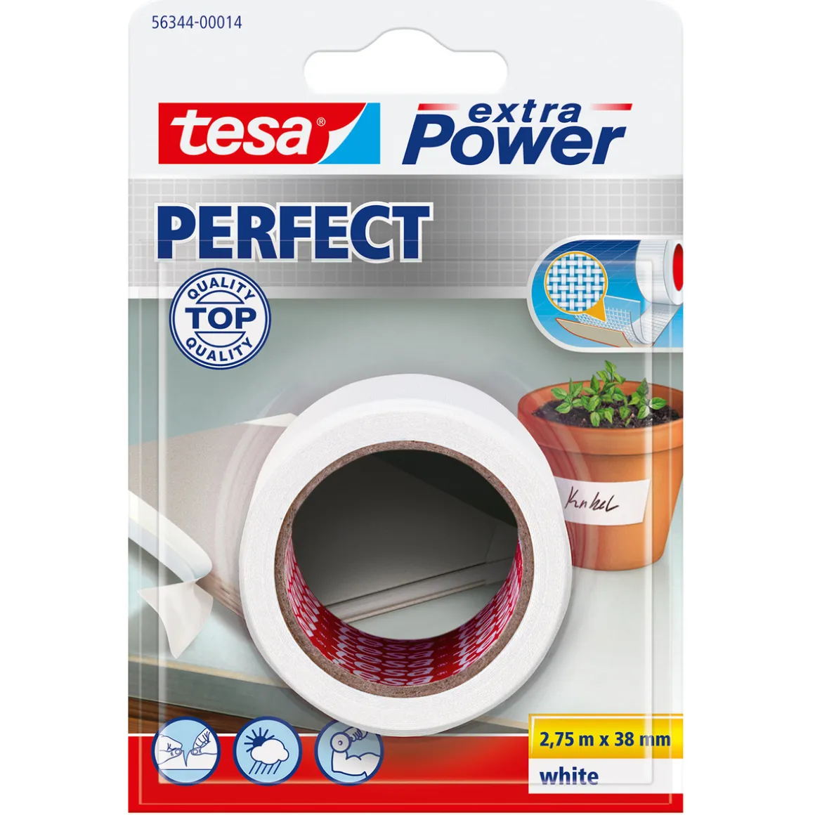 Tesa Extra Vævtape 38 mm Hvid