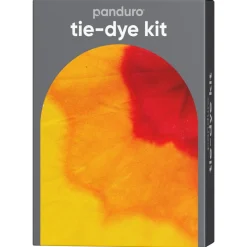 Tie-dye kit – 3×85 ml akvarel-tekstilfarve rød, orange, gul + handsker og elastikker