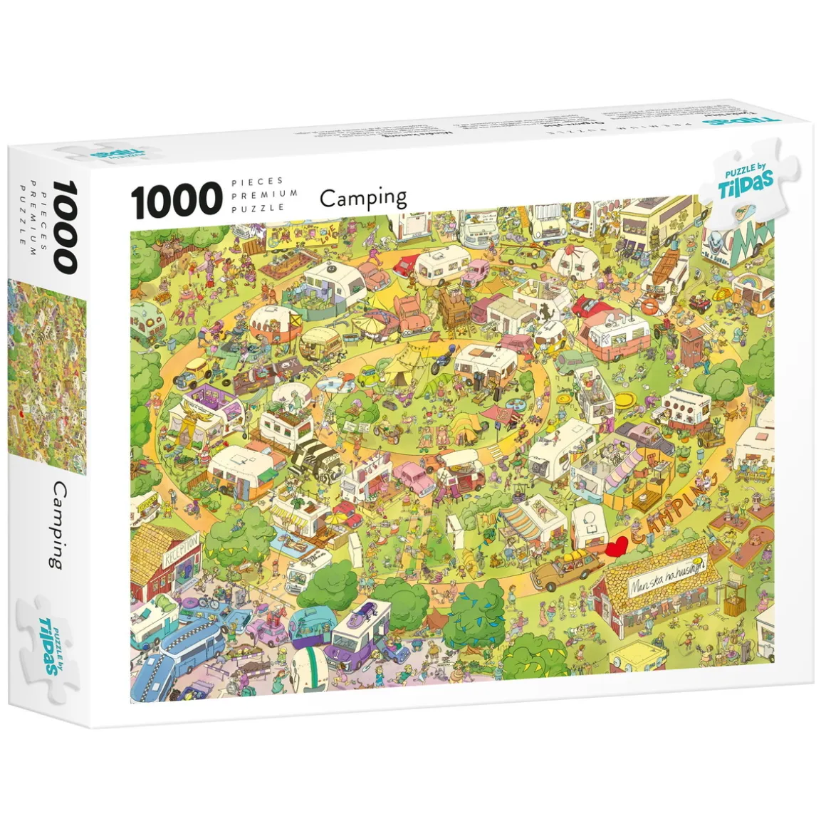Tildas puslespil 1000 Camping, 1000 brikker, 70×50 cm