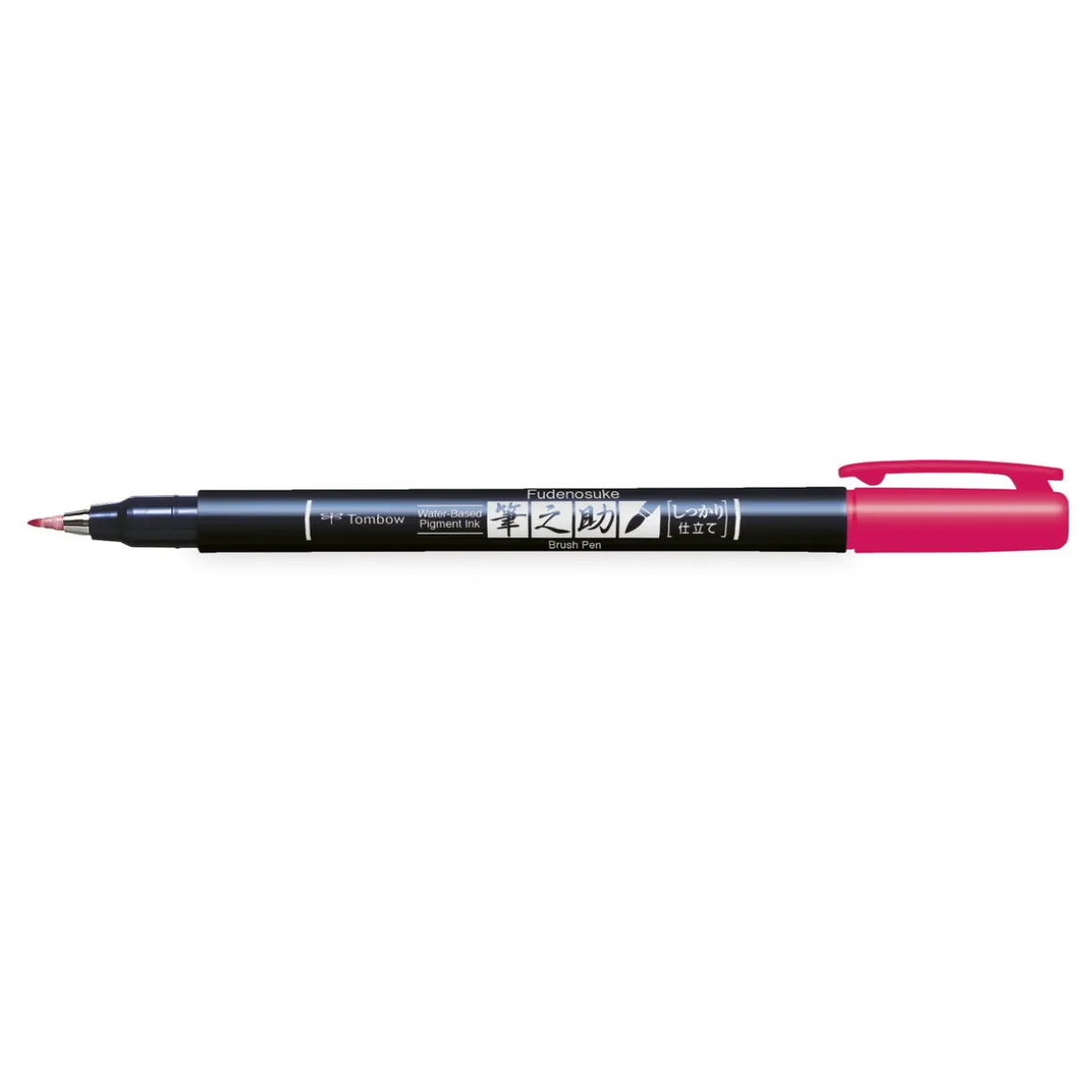 Tombow Brush Fudenosuke Hard Tip, pen med hård penselspids og rosa tusch