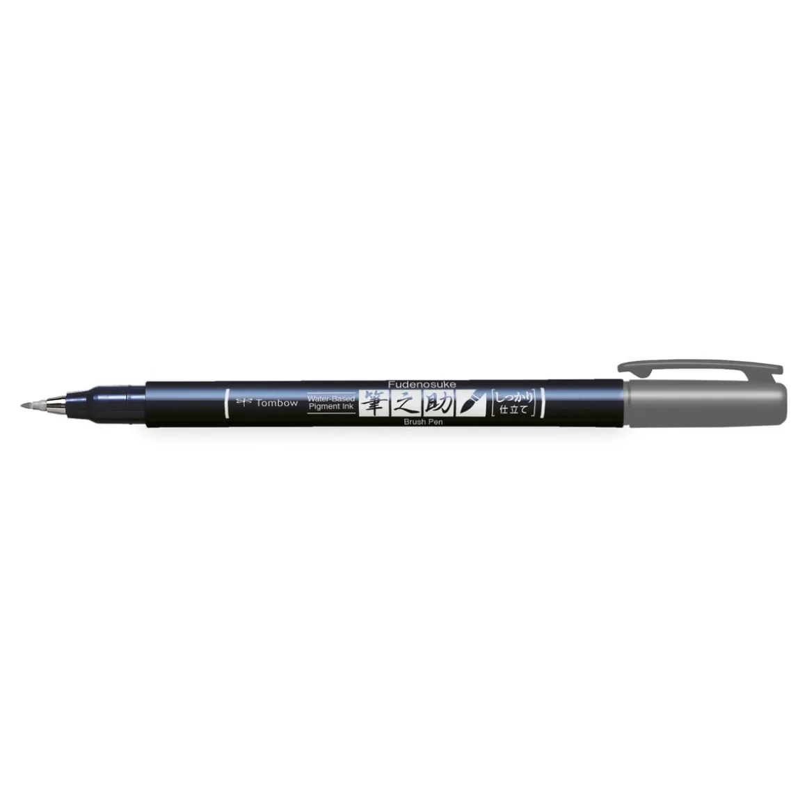 Tombow Brush Fudenosuke Hard Tip, pen med hård penselspids og grå tusch