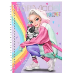 TOPModel lommemalebog Jill & Cookie + stickers, 120 sider, 13×17,5×1,3 cm