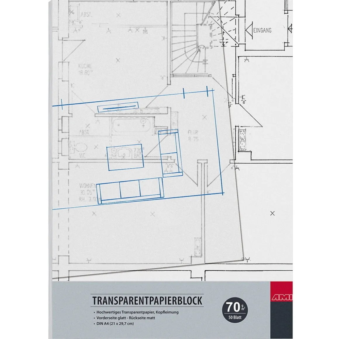 Transparent A4-blok 70 g/m²