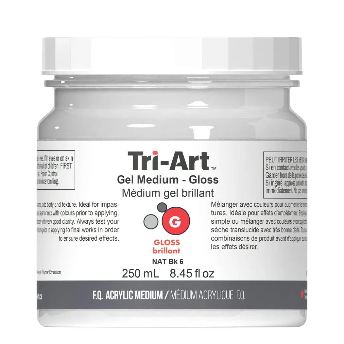 Tri-Art Gel Medium Gloss 250 ml, blankt, gelbaseret fortykningmiddel til akrylfarver
