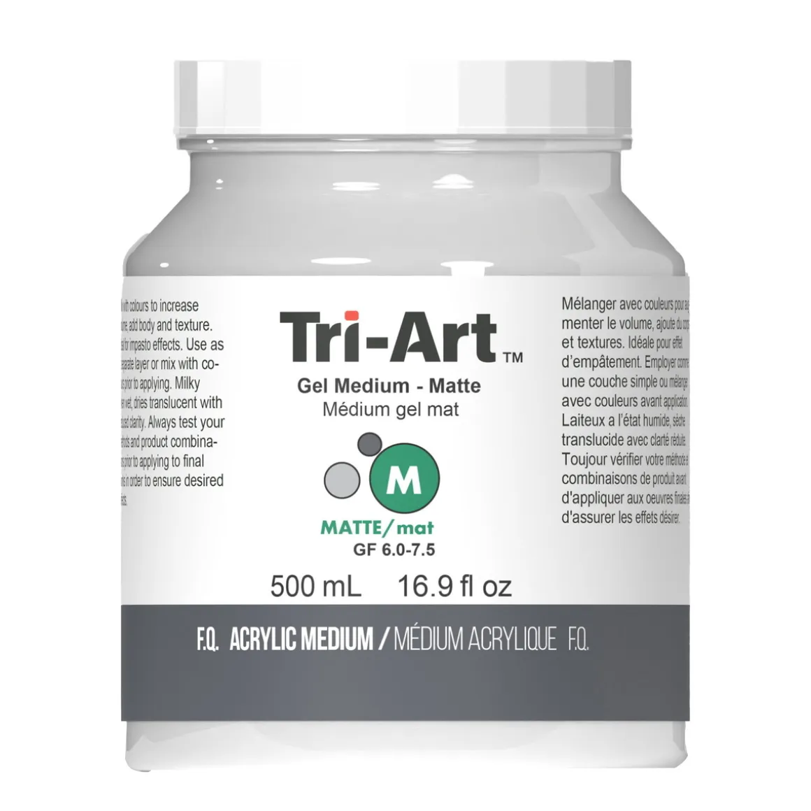 Tri-Art Gel Medium Matte 500 ml, mat gelbaseret fortykningsmiddel til akrylmaling