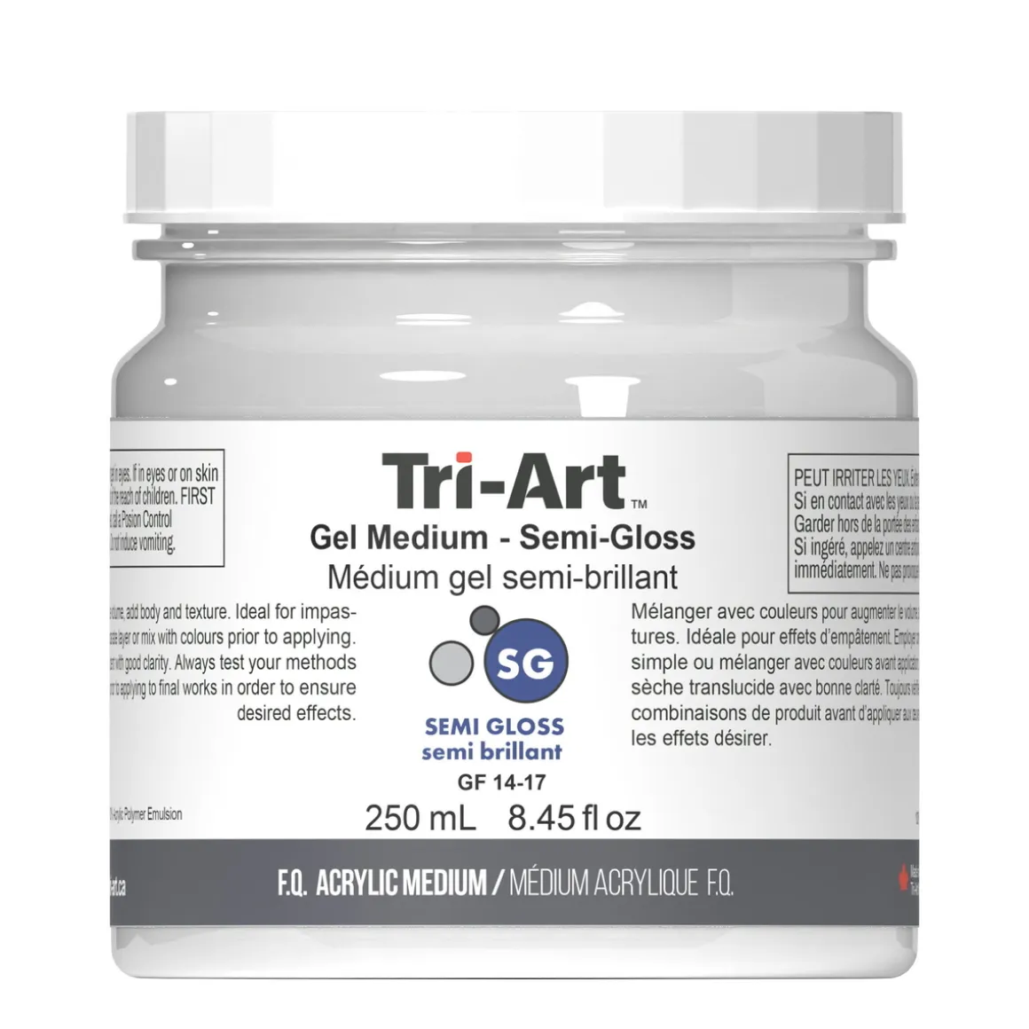 Tri-Art Gel Medium Semi Gloss 250 ml, halvblankt, gelbaseret fortykningsmiddel til akrylfarver
