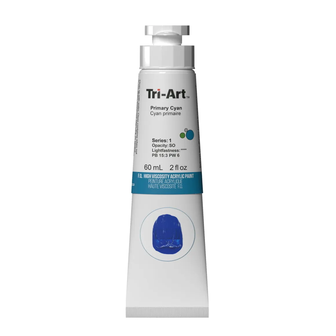 Tri-Art High Viscosity akrylfarve 60 ml Primary Cyan