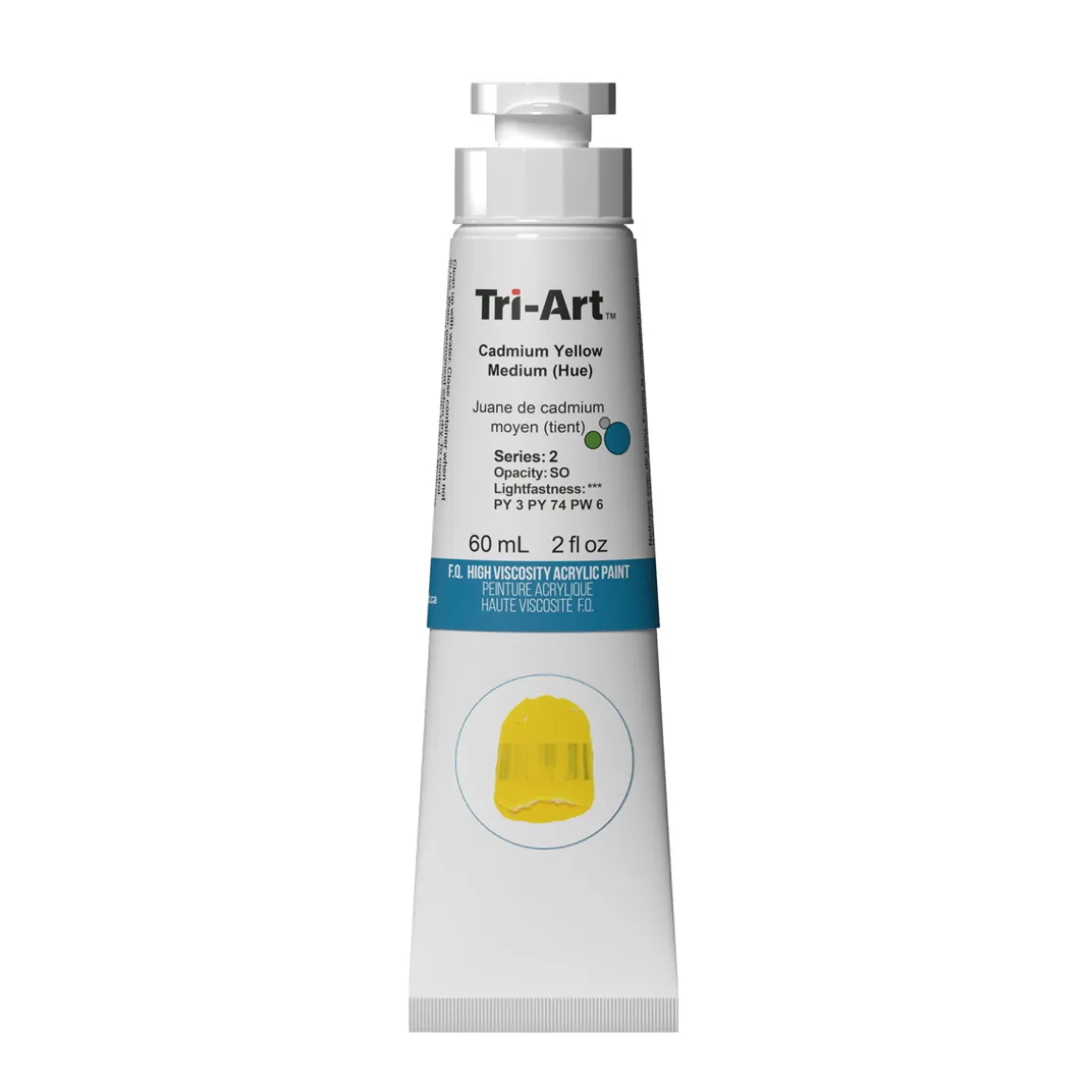 Tri-Art High Viscosity akrylfarve 60 ml Cadmium Yellow Medium Hue