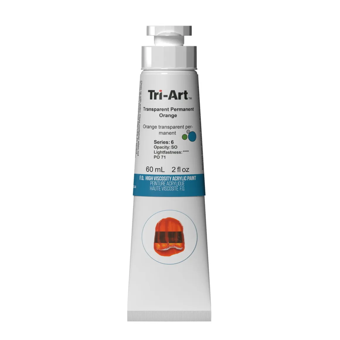 Tri-Art High Viscosity akrylfarve 60 ml Transparent Permanent Orange