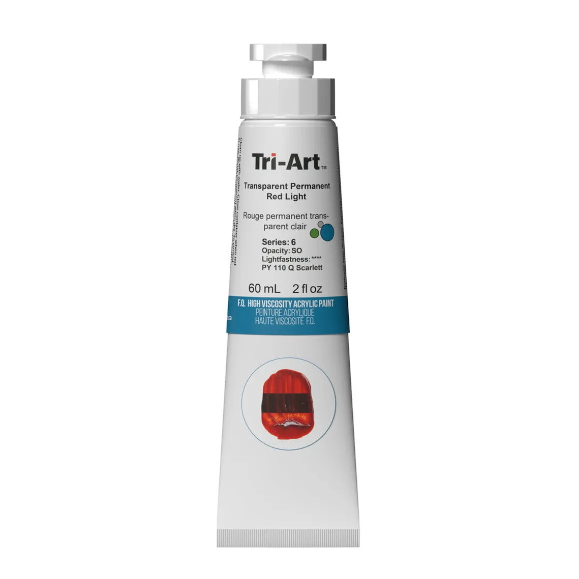 Tri-Art High Viscosity akrylfarve 60 ml Transparent Permanent Red Light
