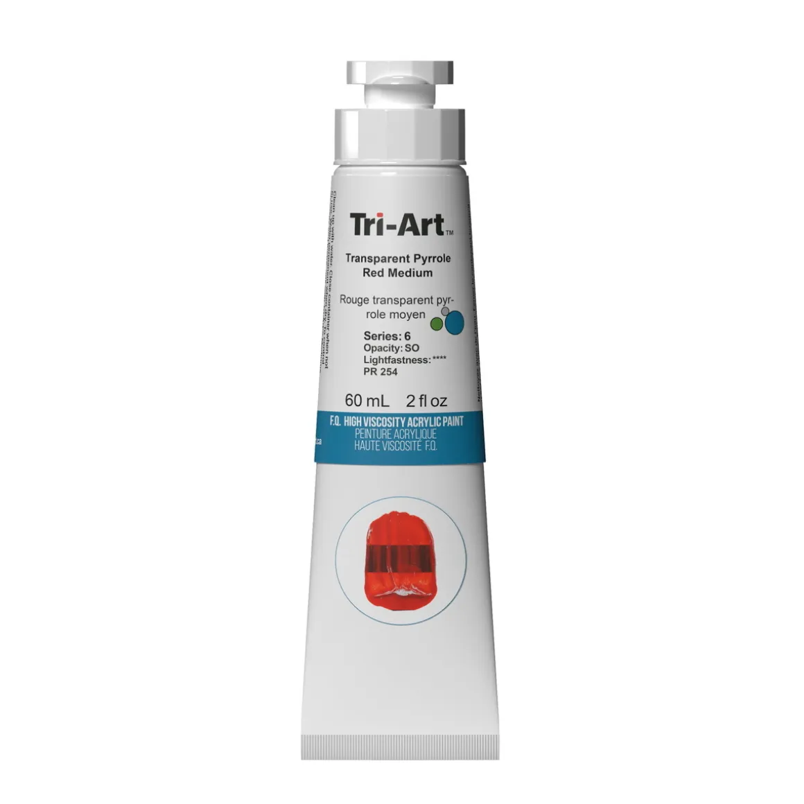 Tri-Art High Viscosity akrylfarve 60 ml Transparent Pyrrole Red Medium