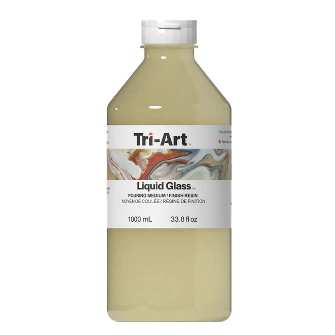 Tri-Art Liquid Glass Pouring Medium 1000 ml – kan også bruges som resinlignende lak til akrylfarve