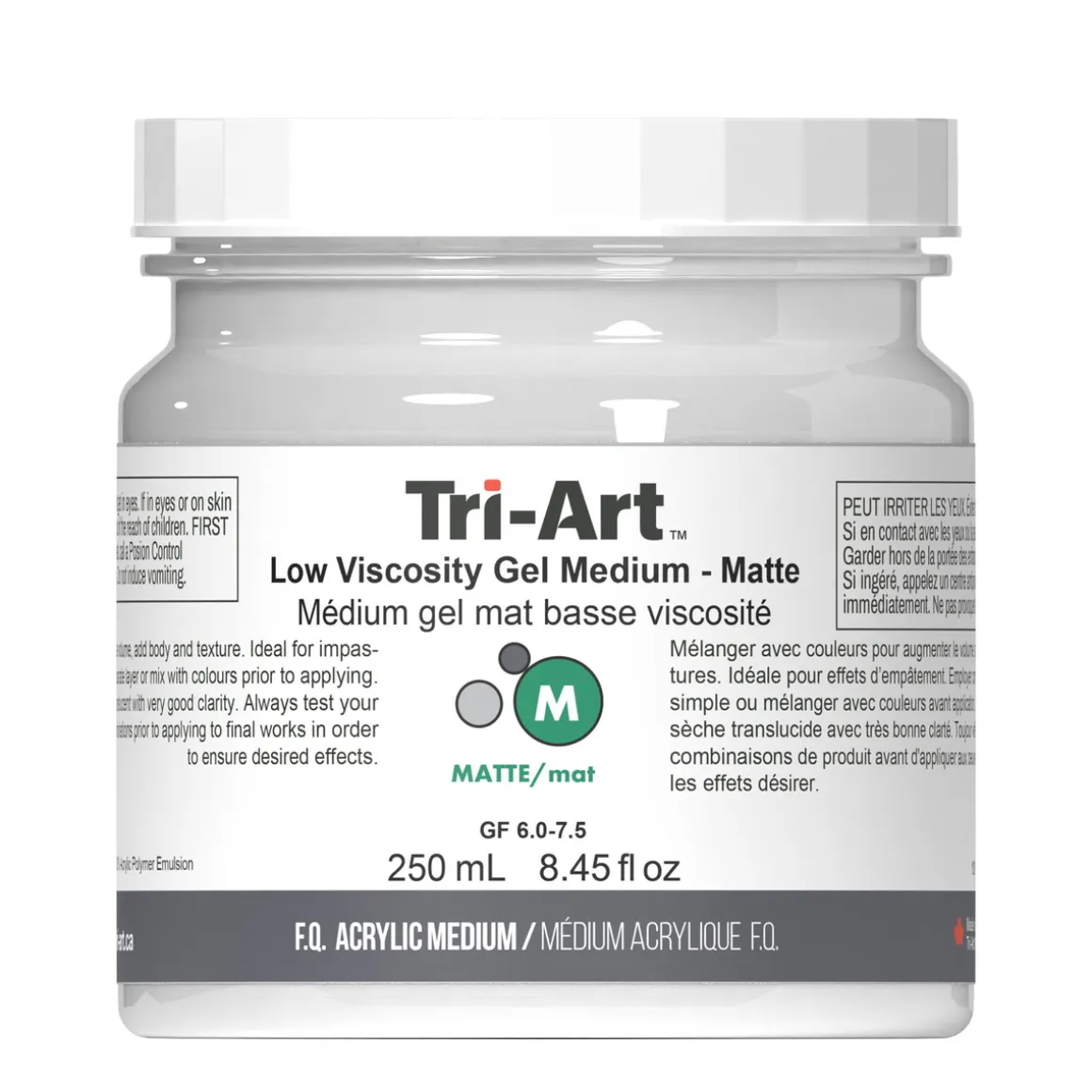 Tri-Art Low Viscosity Gel Matte 250 ml, blankt, gelbaseret fortyndingsmiddel til akrylfarver