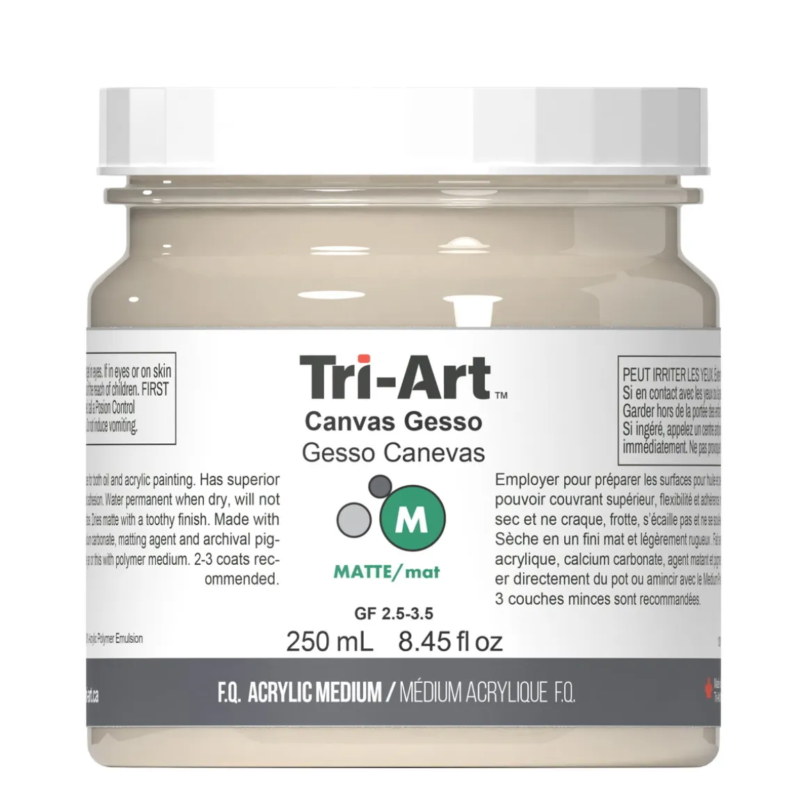 Tri-Art Medium Gesso Canvas 250 ml, beige/cremefarvet grunder til akrylfarve