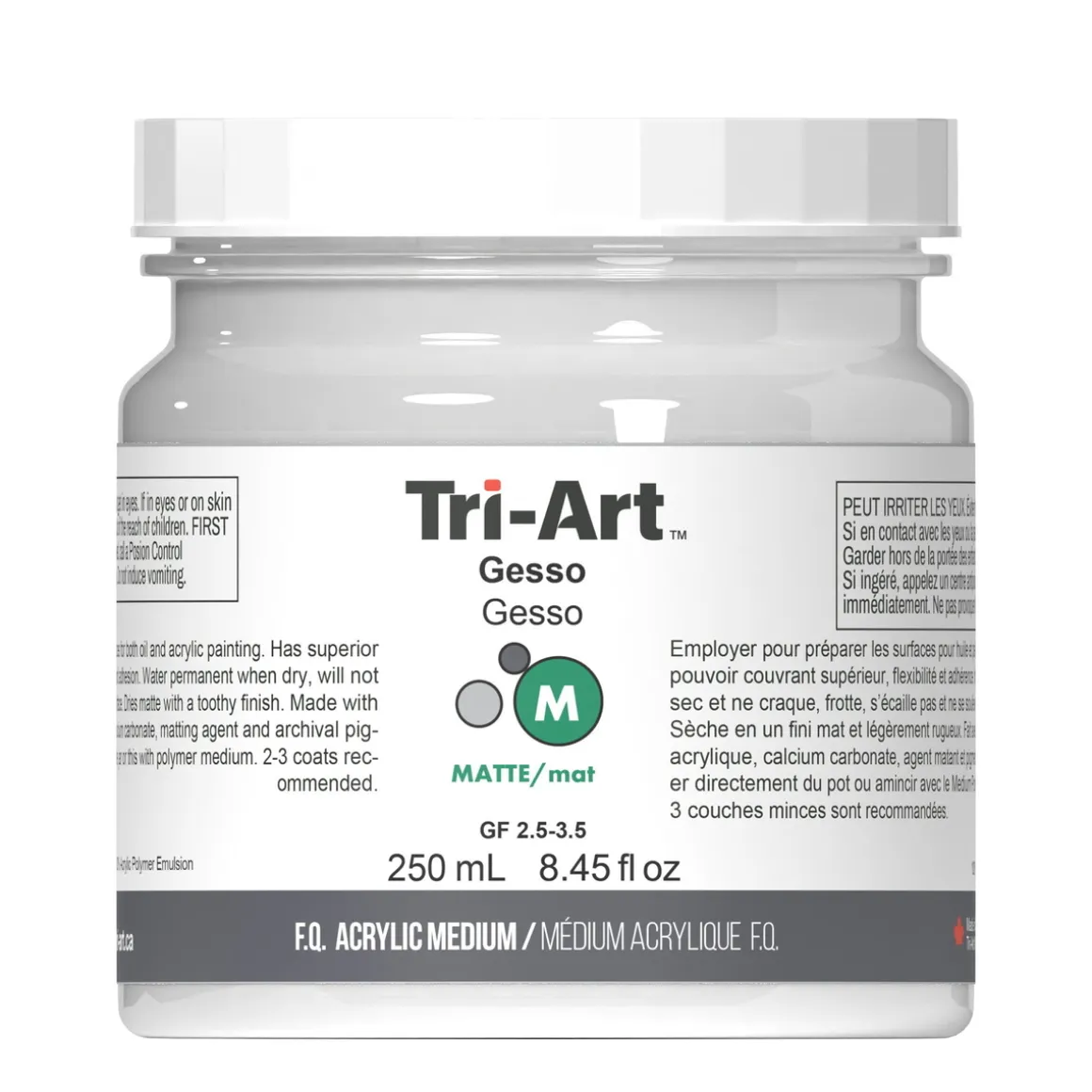 Tri-Art Medium Gesso 250 ml, hvid grunder til akrylfarve