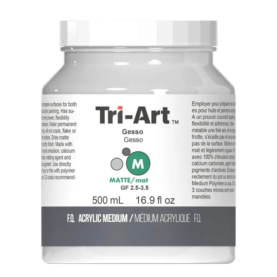 Tri-Art Medium Gesso 500 ml, hvid grunder til akrylfarve