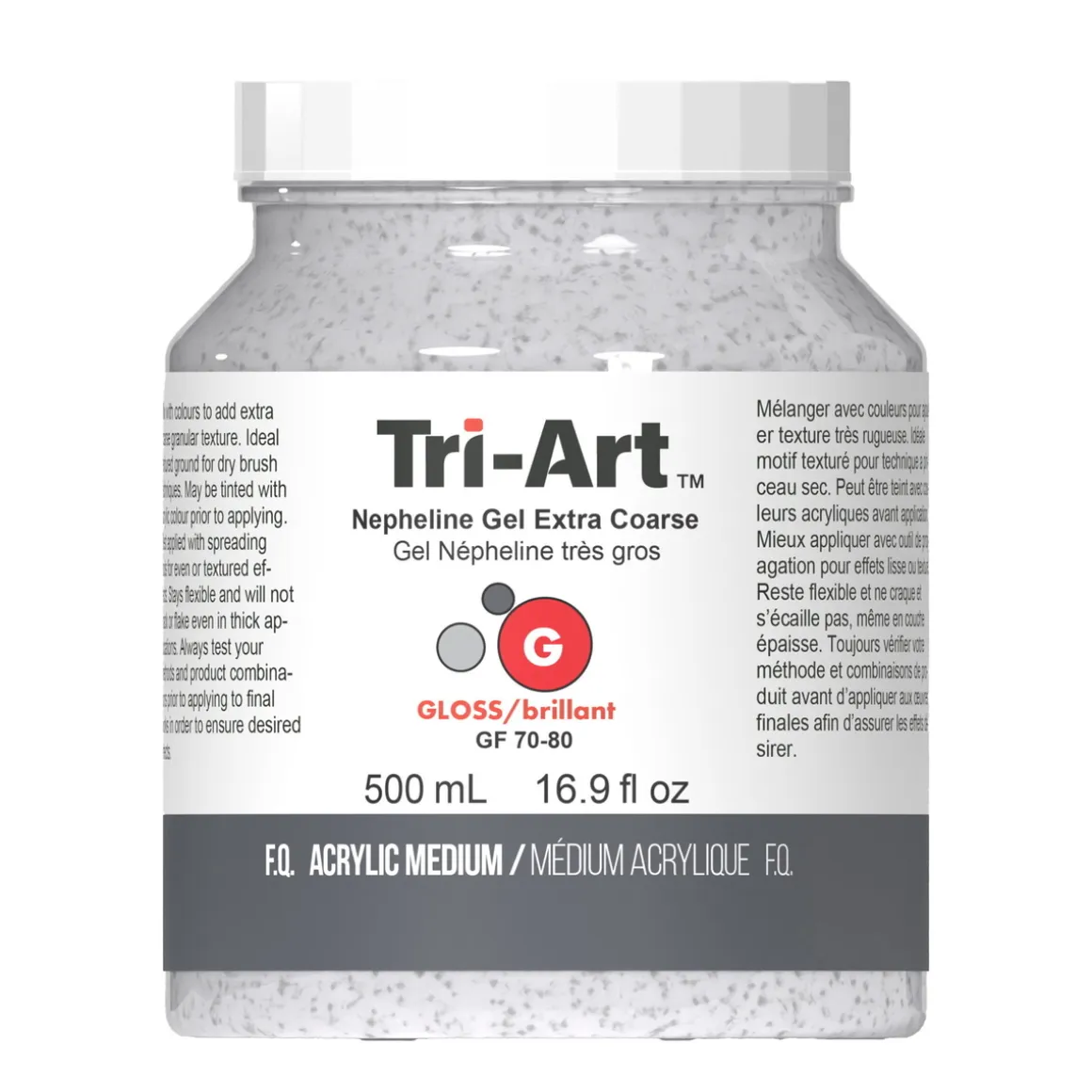 Tri-Art Nepheline Gel Extra Coarse 500 ml, ekstra groft granulerende medium til akrylmaling