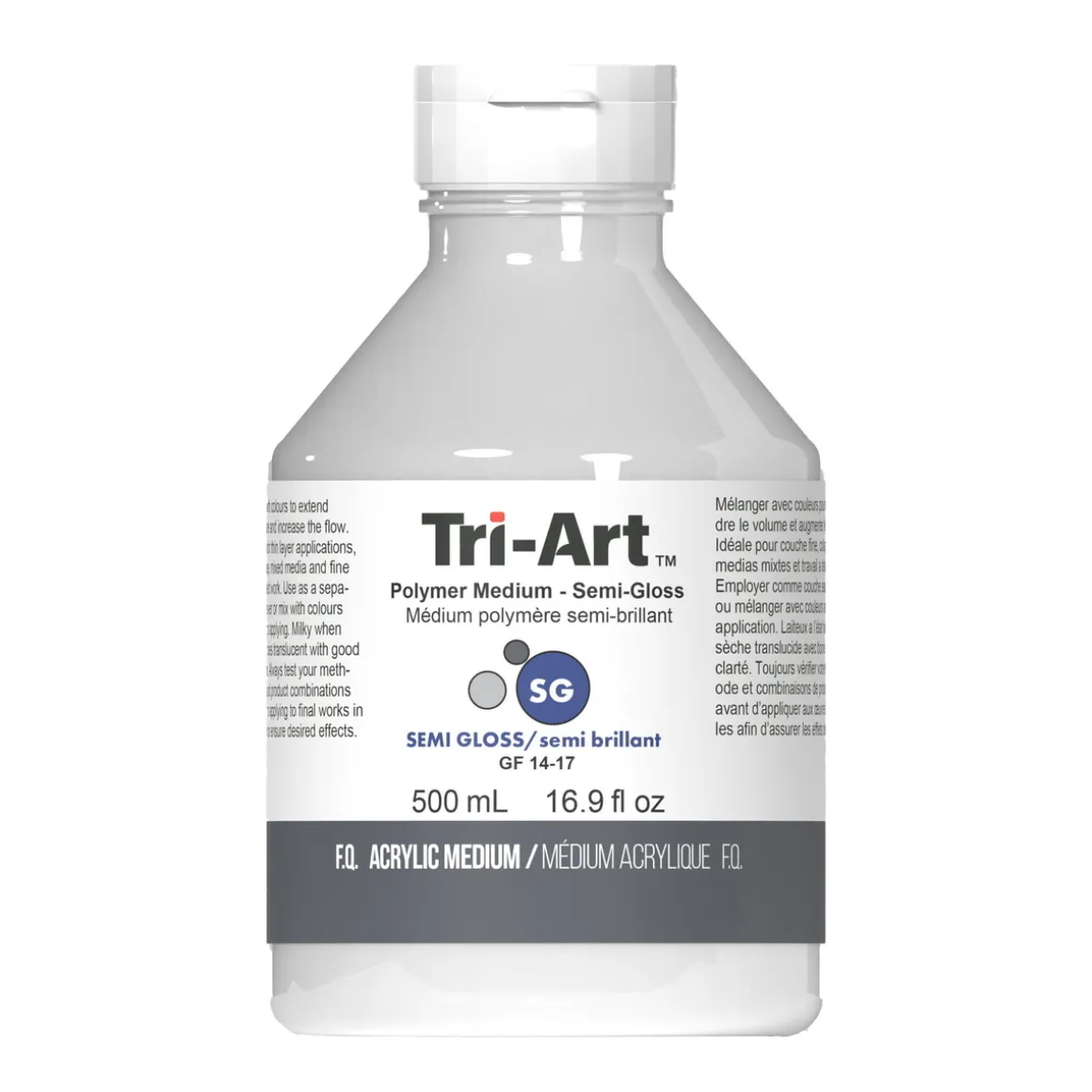 Tri-Art Polymer Medium Semi Gloss 500 ml, halvblankt fortyndingsmiddel til akrylmaling