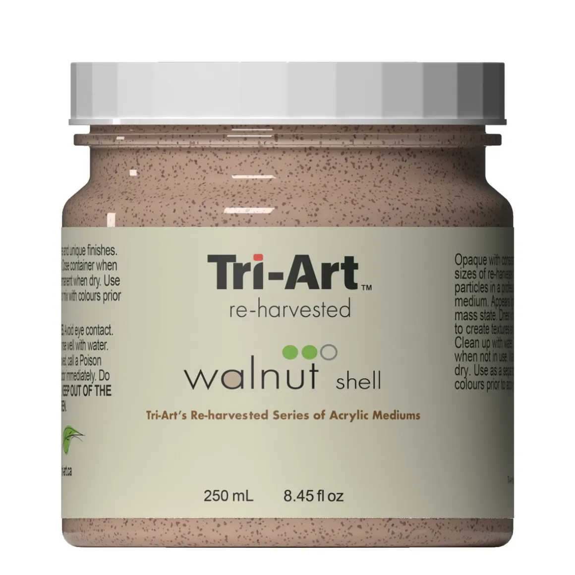 Tri-Art Reharvested Walnut Shell 250 ml, medium til struktur, indeholder partikler af valnøddeskal