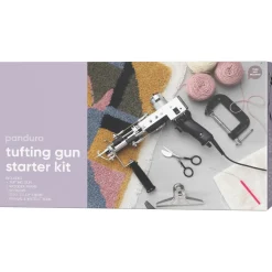 Tufting Gun startkit, tuftningværktøj/tuftepistol, træramme, stof og meget tilbehør