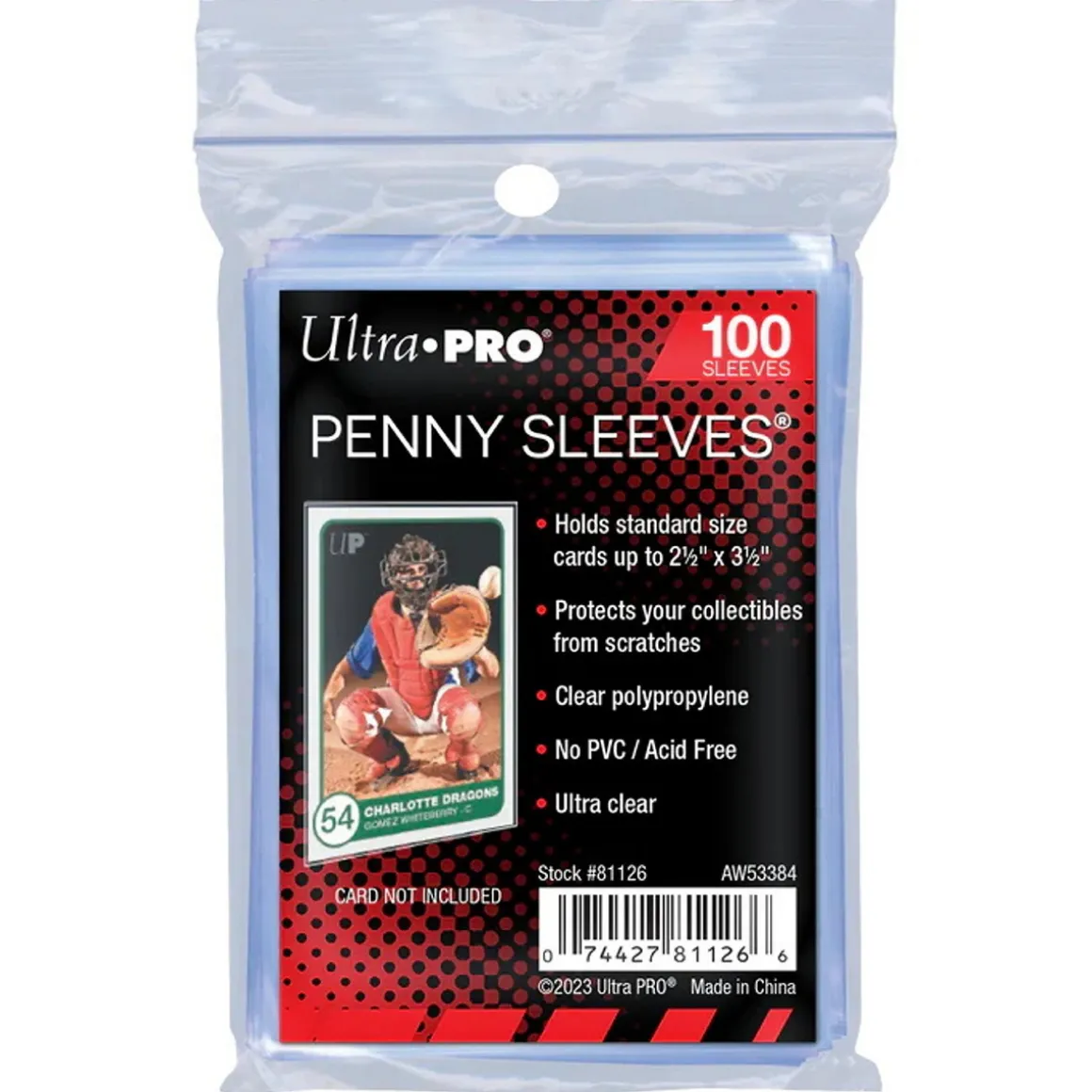 Ultra Pro Sleeves, 100-pak plastlommer/kortlommer til samlerkort. 64×89 mm