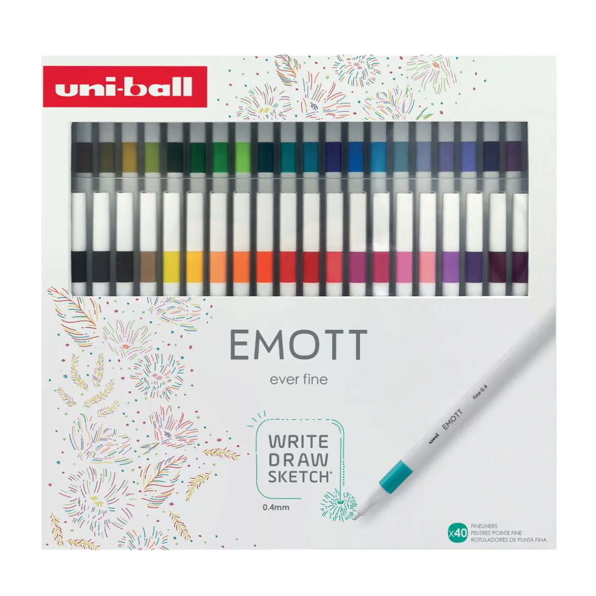 Uni Emott Ever Fine Fineliners 40-pak, 0,4 mm spids